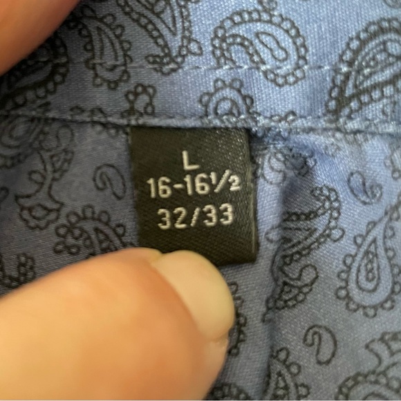 BUFFALO DAVID BITTON Dress Shirt Men’s Size L Slim Stretch Blue Paisley #511 - Picture 7 of 11